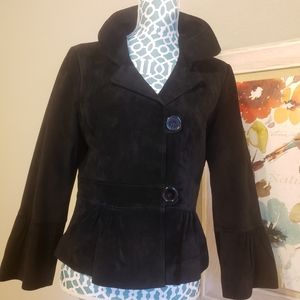 Karen Kane Black Suede Leather  jacket